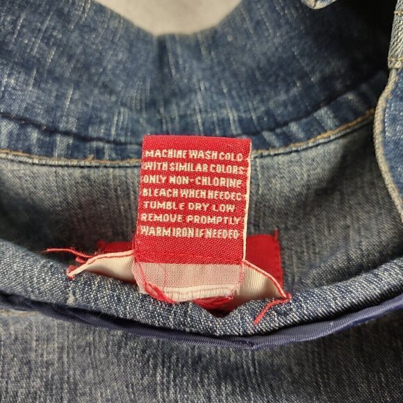 Miss Lili Womens Distressed Customized Cotton Blend Blue Denim Jean Jacket Sz L - Picture 12 of 12